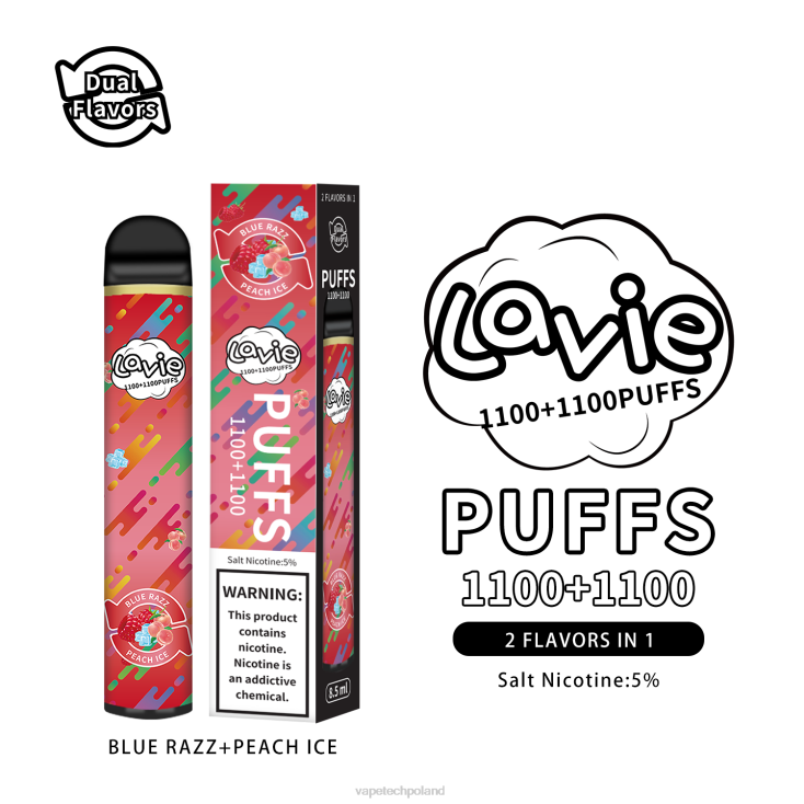 Vape Polska - niebieski razz/brzoskwiniowy lód 8L6HD298 LAVIE BAR Switch 2200 zaciągnięć