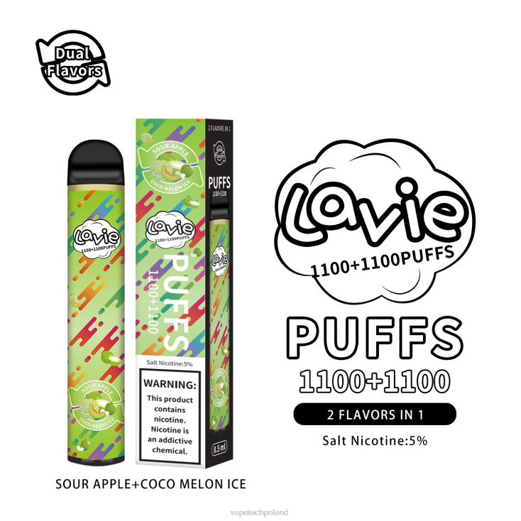 Vape Shop Warszawa - kwaśne jabłko/lód kokosowo-melonowy 8L6HD297 LAVIE BAR Switch 2200 zaciągnięć