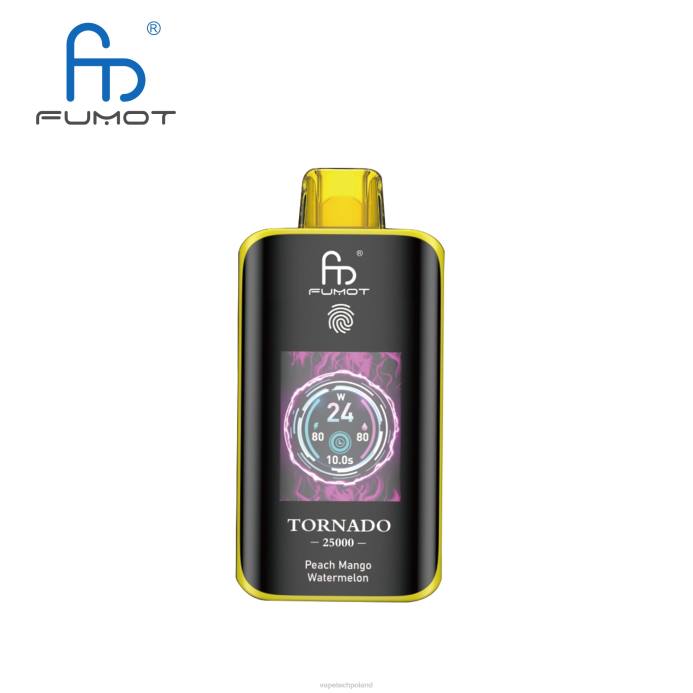 Vape Shop Warszawa - arbuz brzoskwiniowo-mango Fumot Tornado 25000 jednorazowych waporyzatorów 4NXP9