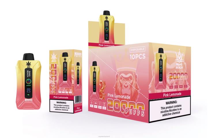 Vape Polska - Bang Beach 20000 zaciągnięć inteligentny waporyzator ekranowy BJL84 różowa lemoniada