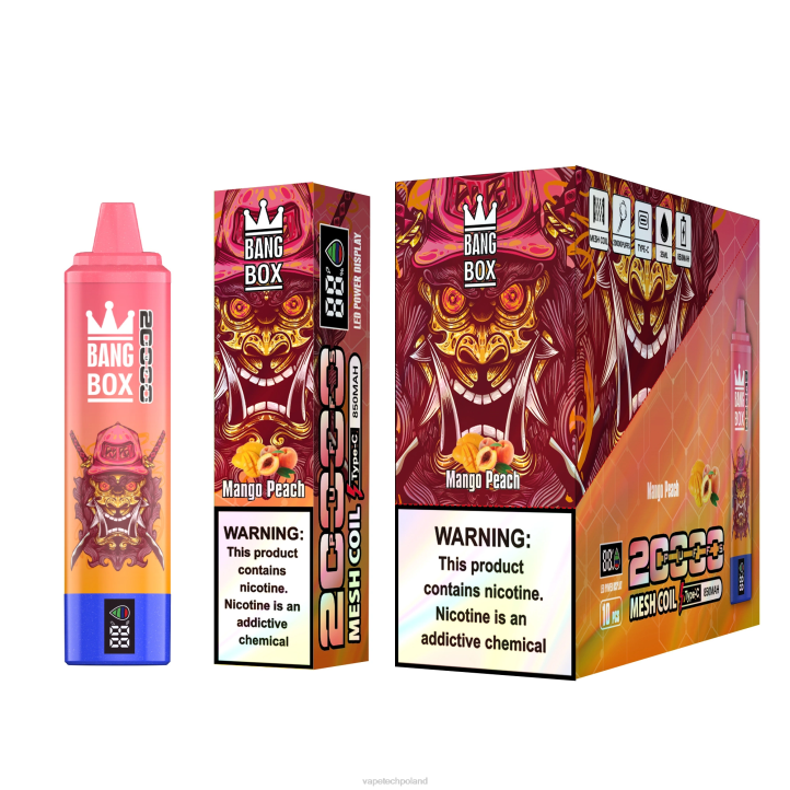 Vape Polska - Bang Box Inteligentny ekran o pojemności 20 000 zaciągnięć BJL858 mango brzoskwinia