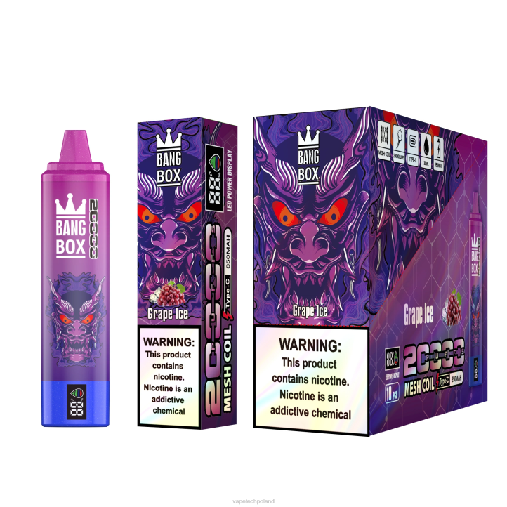 Vape Polska - Bang Box Inteligentny ekran o pojemności 20 000 zaciągnięć BJL861 lód winogronowy