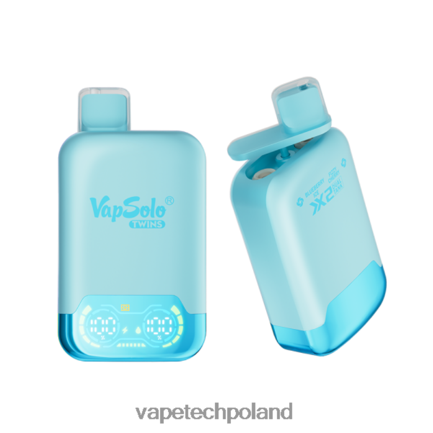 Vape Polska - Vapsolo TWINS jednorazowy waporyzator lód jagodowy i musująca wiśnia 48PF86139