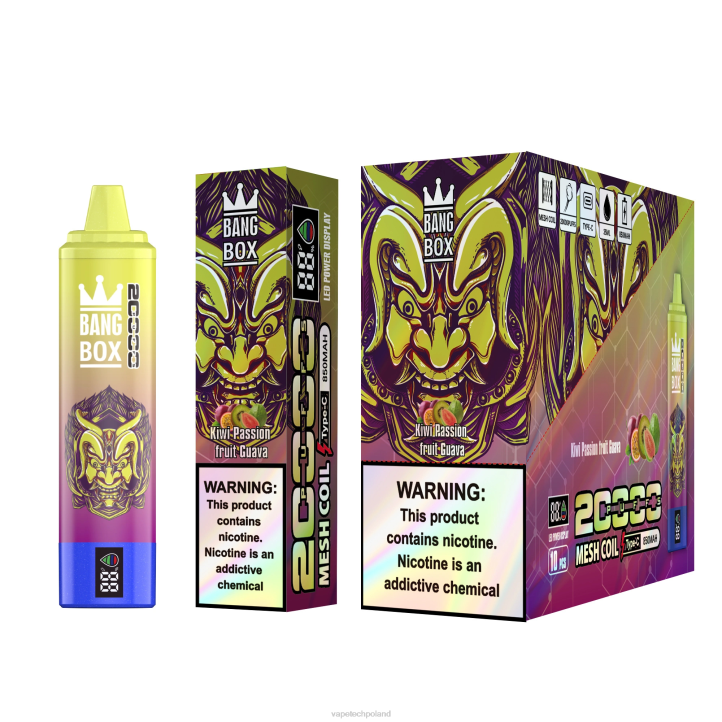 Vape Tech Poland - Bang Box Inteligentny ekran o pojemności 20 000 zaciągnięć BJL850 kiwi, marakuja, gujawa