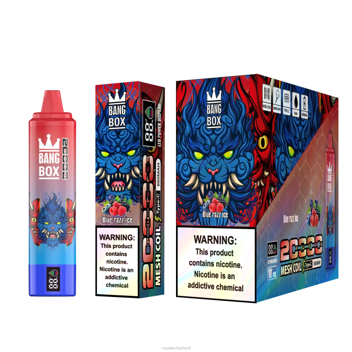 Vape Tech Poland - Bang Box Inteligentny ekran o pojemności 20 000 zaciągnięć BJL859 niebieski razz lód