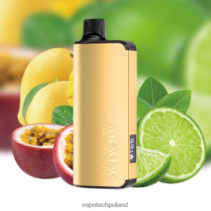 Vape Polska - Alibarbar Ingot 9000 jednorazowych waporyzatorów marakuja, mango, limonka 48PF8622
