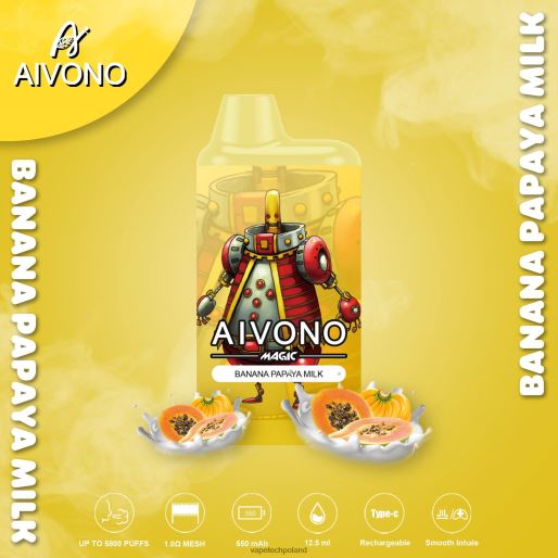 Vape Polska - bananowe mleko z papai Aivono AIM MAGIC Papieros w pudełku ustnym 5800 FHZ2694