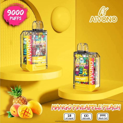 Vape Polska - mango ananas brzoskwinia Aivono AIM XXL Przezroczysta naklejka na usta 9000 FHZ2649