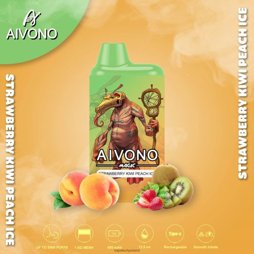 Vape Shop Warszawa - lód truskawkowy kiwi brzoskwiniowy Aivono AIM MAGIC Papieros w pudełku ustnym 5800 FHZ2696