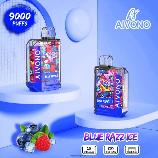 Vape Shop Warszawa - niebieski razz lód Aivono AIM XXL Przezroczysta naklejka na usta 9000 FHZ2654