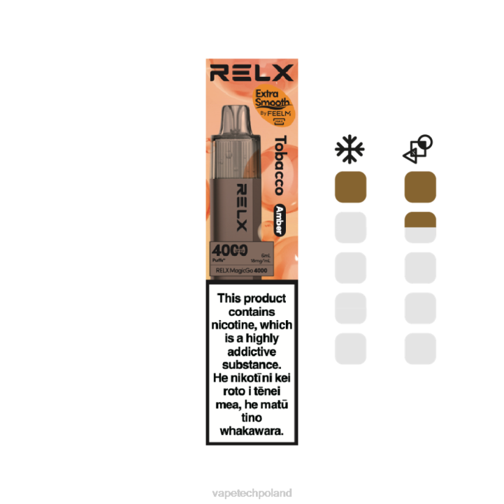 Vape Tech Poland - RELX MagicGo 4000 jednorazowych waporyzatorów tytoń (bursztynowy) 46JJ5