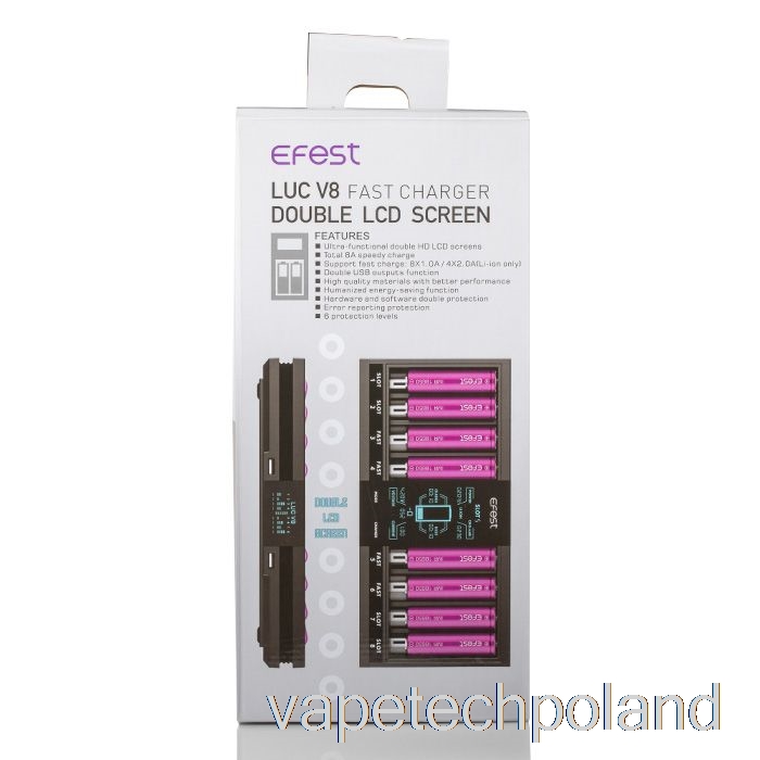 Vape Tech Polska Efest Luc V8 Szybka ładowarka Z Podwójnym Ekranem Lcd