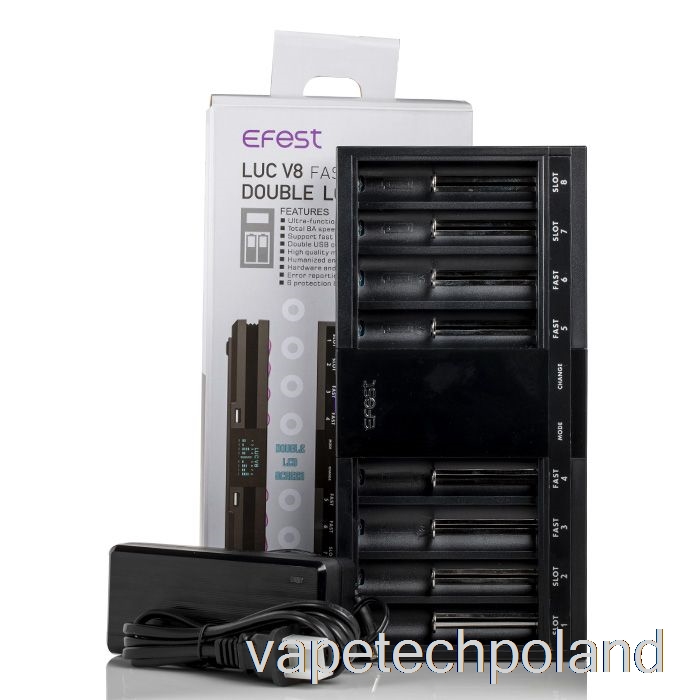 Vape Tech Polska Efest Luc V8 Szybka ładowarka Z Podwójnym Ekranem Lcd