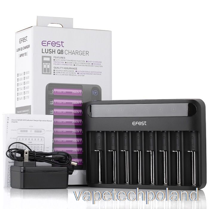 Vape Shop Warszawa Efest Lush Q8 8-gniazdowa Inteligentna ładowarka