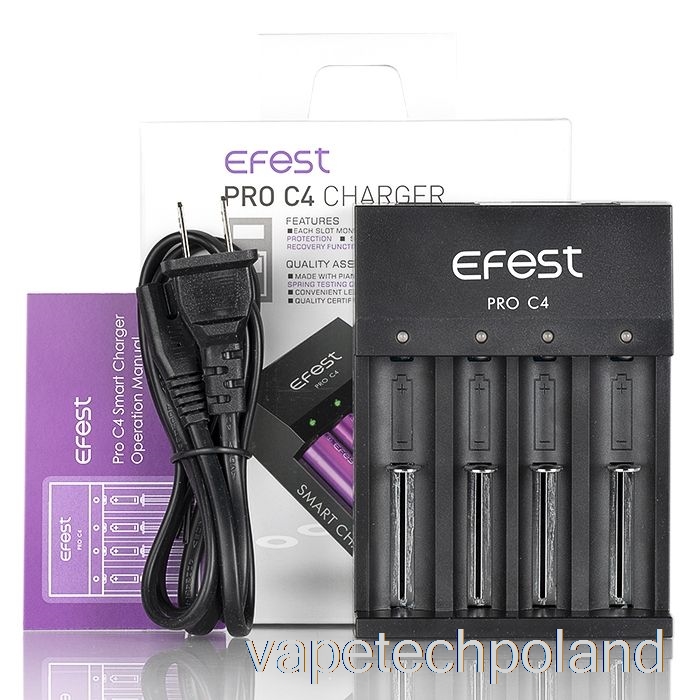 Vape Shop Warszawa Efest Pro C4 4-zatokowa Inteligentna ładowarka